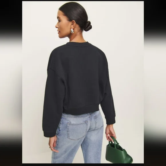 Reformation Grace Cropped Vintage Oversized Crewneck Sweatshirt - Picture 2 of 6